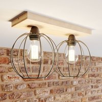 BRITOP Taklampa Dorett, ek, 2 lampor