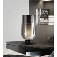 Mantra Iluminación Lampe à poser Nora, noir-chrome, hauteur 33 cm, verre, métal