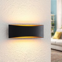 Arcchio LED-vägglampa Jelle, 27 cm, svart/guld, upp/ner
