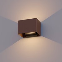 Calex outdoor wall light Rectangle up/down height 10cm rust brown