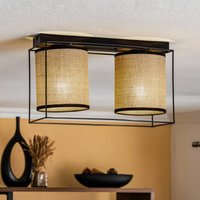 BRITOP Taklampa Tubo, textilskärm, beige, 2 lampor