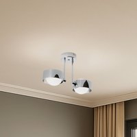 Argon Mado ceiling light, chrome-coloured steel, opal glass, 2-bulb