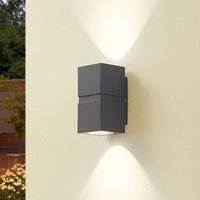 Lucande Mörkgrå LED utomhusvägglampa Gabriela, 2-ljus.