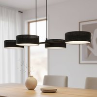 EMIBIG LIGHTING Hänglampa Drumz 4, svart, tyg/stål, längd 80 cm, E14