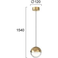 Viokef LED-pendellampa Zirea, guldfärgad, Ø 12 cm, metall