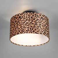 Reality Leuchten Pardina ceiling lamp, brown spotted/black, Ø 30 cm metal