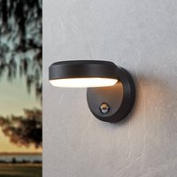 EGLO LED-utomhusvägglampa Fornaci, svart, bredd 16 cm, sensor