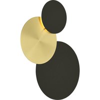 HELL LED-vägglampa Tilda, rund 3 lampor, svart/guld