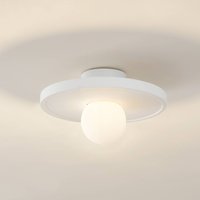 Lindby Nielson wall light, white, plaster, Ø 28 cm
