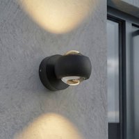 Lindby LED-utomhusstrålkastare Focra, svart, 2 lampor, CCT, IP54