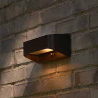 Nordlux Marcellio LED solar-powered outdoor wall lamp, black, with sensor, IP54