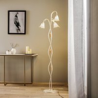 ONLI Lampadaire Lucrezia en ivoire avec abat-jour fleuri
