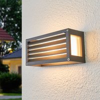 Lucande Aurelien outdoor wall lamp, anthracite, 12 cm, striped