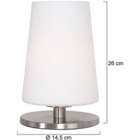 Bordlampe Ancilla, stål, højde 26 cm, metal, glas, E27