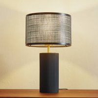 Lindby Sorscha bordslampa, svart, järn, Ø 26 cm