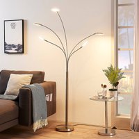 Lindby LED-golvlampa Anea, 179 cm, 5 lampor, nickelfärgad