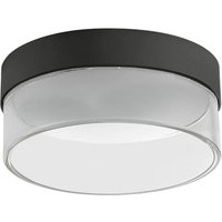 LED-Deckenleuchte Crumb, schwarz, Ø 15,4 cm, Eisen, Glas
