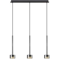 Mantra Iluminación Hänglampa Tonic, svart/krom, balk, 3 lampor, metall, glas