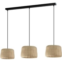 Suspension Aluminor Xenia, trois abat-jours tressés