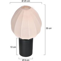 Steinhauer Bordslampa Bloeba, vit/svart, Ø 25 cm, linne/metall