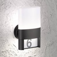 WOFI LED-utomhusvägglampa Diego, svart, husnummerlampa