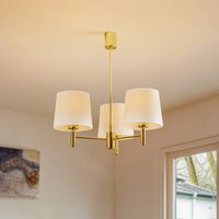 Argon Polo Plus pendant light, 3-bulb, brass/cream