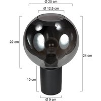 Steinhauer Bordslampa Bloeba, svart/rökgrå, Ø 25 cm, glaskula