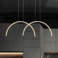 Viokef LED-pendellampa Megan, längd 95 cm, guldfärgad, 2 lampor.