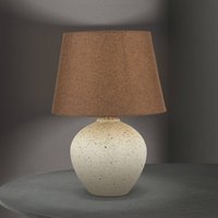 ORION Masai table lamp, cream/brown, height 46.5 cm, ceramic/linen