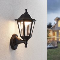 Lindby LED-utomhusvägglampa Iavo, svart, lykta, 38 cm