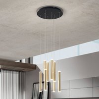Fabas Luce Suspension LED Prado, or, 8 lampes, Ø 40 cm, intensité variable