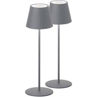FH Lighting Cosenza LED battery table lamp 2-set grey 38 cm