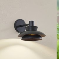 Lucande utomhusvägglampa Thais, svart, metall, Ø 25 cm