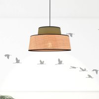 COREP Mallorca hanging light, khaki/natural, Ø 38 cm, fabric/raffia