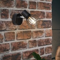 Brilliant Blacky wall spotlight, Ø 8.4 cm, black, metal