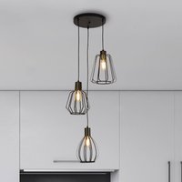 Searchlight Senator pendant light, black/brass-coloured, Ø 45 cm, 3-bulb