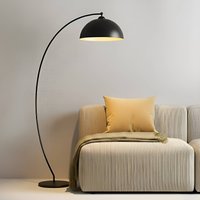Lampadaire arqué Jonera de Lindby, noir, métal, E27, hauteur 185 cm