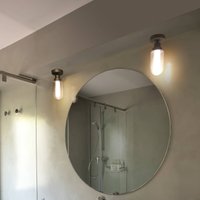 FARO BARCELONA LED bathroom ceiling light Brume, anthracite, glass, Ø 8 cm