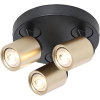 Freelight Spot pour plafond Razza, noir/or, Ø 28,5 cm, à 3 lampes.