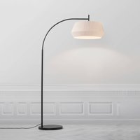 Nordlux Golvlampa Dicte, handbunden skärm, bärnsten