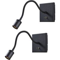 Lindby LED-Wandlampe Mayar, 2er, schwarz, Leselampe, 11 cm