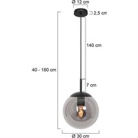 Steinhauer Bollique pendant light, black, Ø 30 cm, glass, 1-bulb, globe