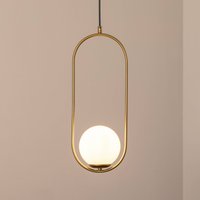 Opviq Hänglampa Mudoni, guld/vit, glas, metall, E27