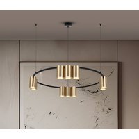 Eko-Light Genesis pendant light, aluminium, black/gold, 10 x GU10, Ø 60 cm