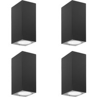 Prios utomhusvägglampa Tetje, svart, kantig, 16 cm, set om 4