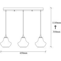 Opviq Hänglampa Gold 052, guld-transparent, glas 3 lampor lång