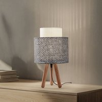 MODELSA Lampe à poser Dona, motif noir et blanc/couleur bois, tissu
