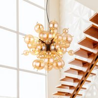 Globo Udo pendant light, amber-coloured, Ø 55 cm, glass