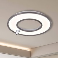 Viokef Valeria LED ceiling lamp, brushed grey, Ø 60 cm, metal