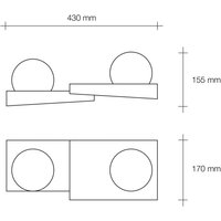 TECNICO by Sforzin Cicladi wall light, 2-bulb, 43 cm wide, white, plaster, GX53
